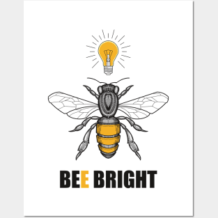 bee bright honey bee lightbulb Posters and Art